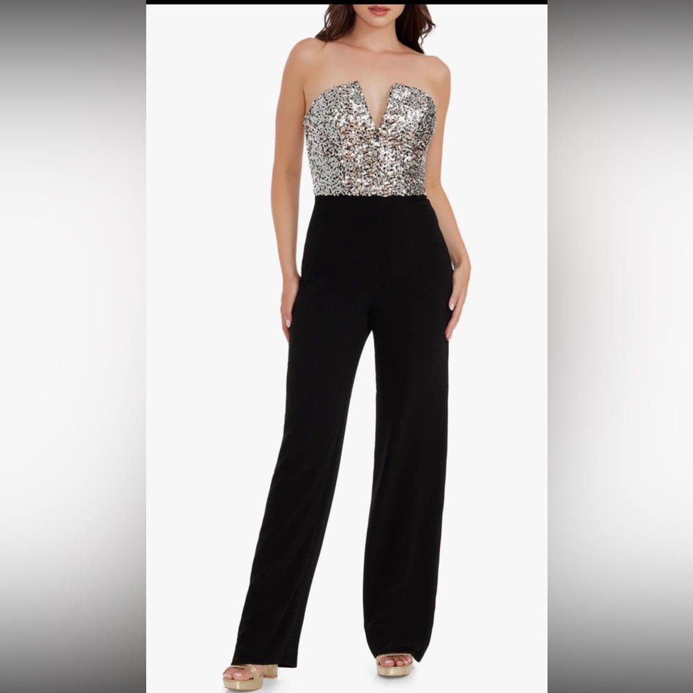 Dress the Population Fernanda Sequin Bodice Jumpsuit, size small